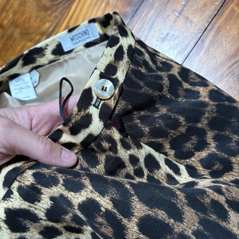 Vtg MOSCHINO Cheap and Chic Leopard Floral Embroidered Pencil Skirt Sz 8 A1574 - Picture 10 of 13
